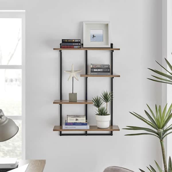 DANYA B Rhodes 34.5 in. 4-Tier Windowsill Wall Shelf with Black