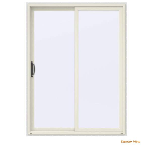 JELD-WEN 60 in. x 80 in. V-4500 Contemporary Vanilla Painted Vinyl Left-Hand Full Lite Sliding Patio Door w/White Interior