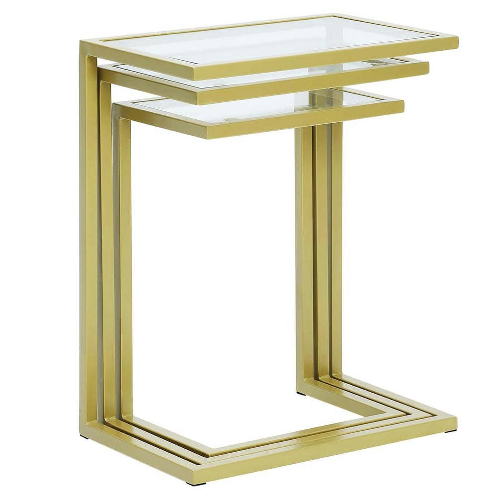 Addison Gold-Tempered Glass Modern Nesting Table Trio