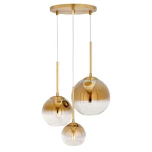 Callisto 3-Light Soft Gold Ombre Glass Chandelier with Soft Gold Ombre Globe Glass Shade