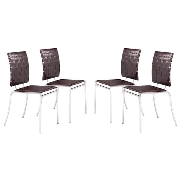 ZUO Criss Cross Espresso Leatherette Gliding Side Chair (Set of 4)