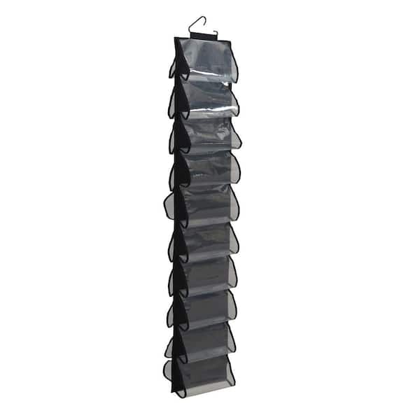 HOUSEHOLD ESSENTIALS 62 in. H 10-Pair Black Polyester Hanging Shoe Organizer