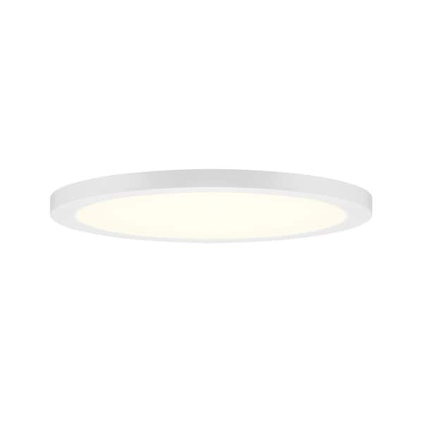 12 in. Modern White Round Low-Profile Integrated LED Flush Mount (2-Pack)