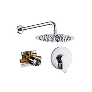 Mondawell Round 1-Spray Patterns 10 in. Wall Mount Rain Fixed Shower Head with Valved Included in Chrome