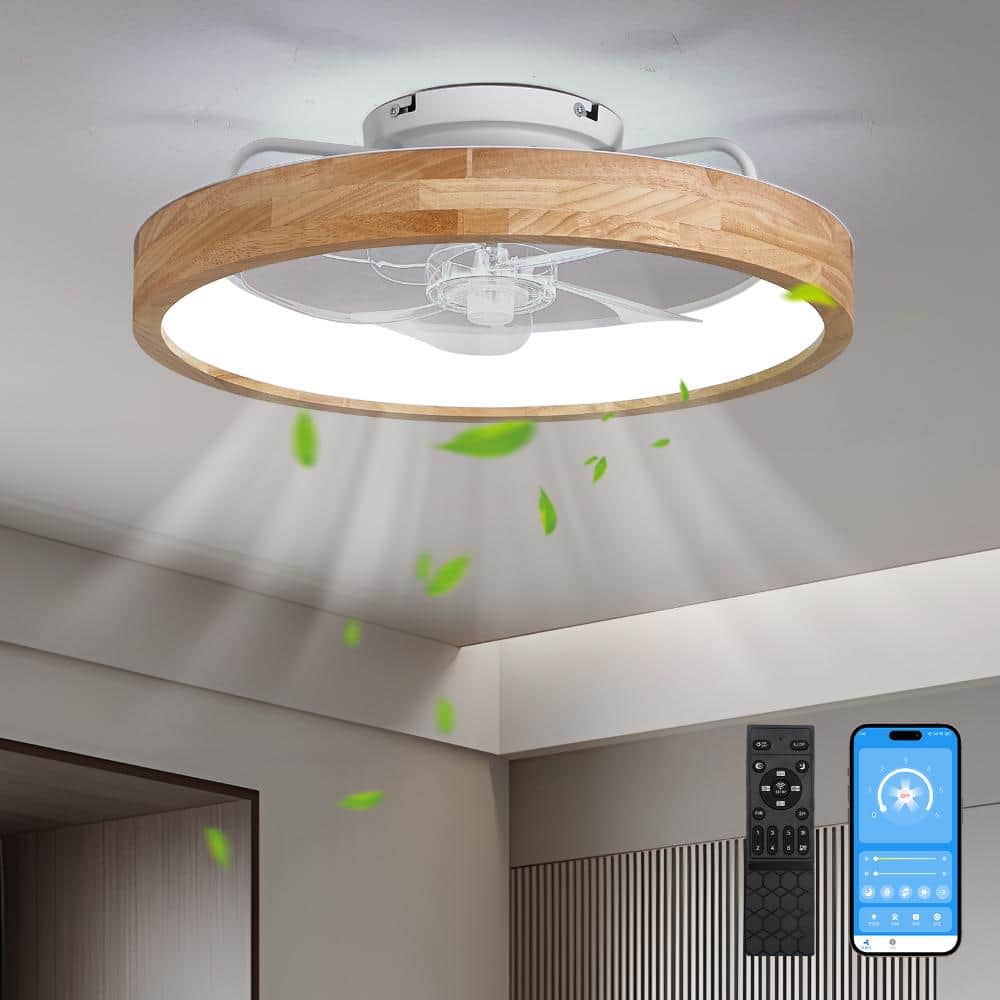 20 in. Wood Low Profile Cage Flush Mount Ceiling Fan with Remote Control 3000-6000K Dimmable Reversible price history on PriceWatchPro