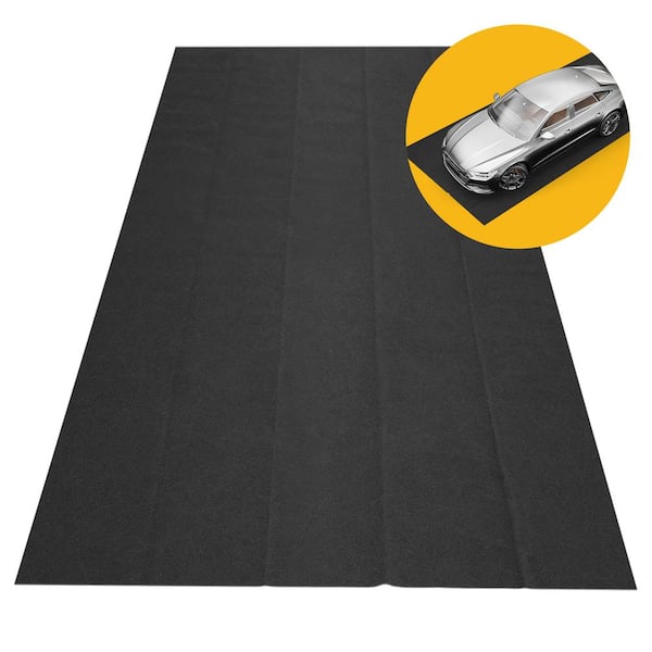 7.3 ft. W x 17 ft. L Black Vinyl Scrip Garage Flooring
