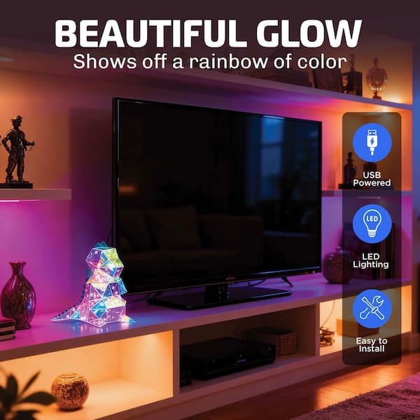 BETTERBEAM 6 in. Prisma Dinosaur USB Multicolor Integrated LED