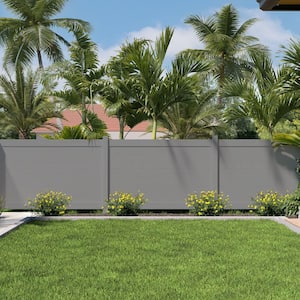 Horizontal 6 ft. H x 8 ft. W Gray Vinyl Privacy Fence Panel (Unassembled)