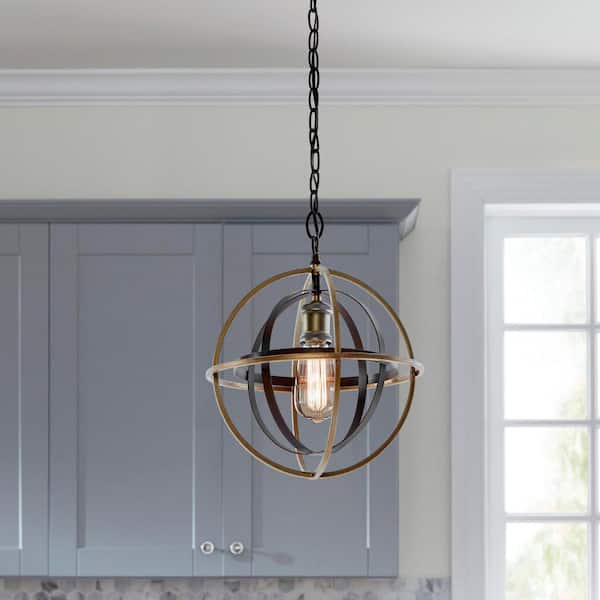 Home Decorators Collection Barton Bay 1-Light Bronze and Champagne Pewter Orb Mini Pendant Hangling Light