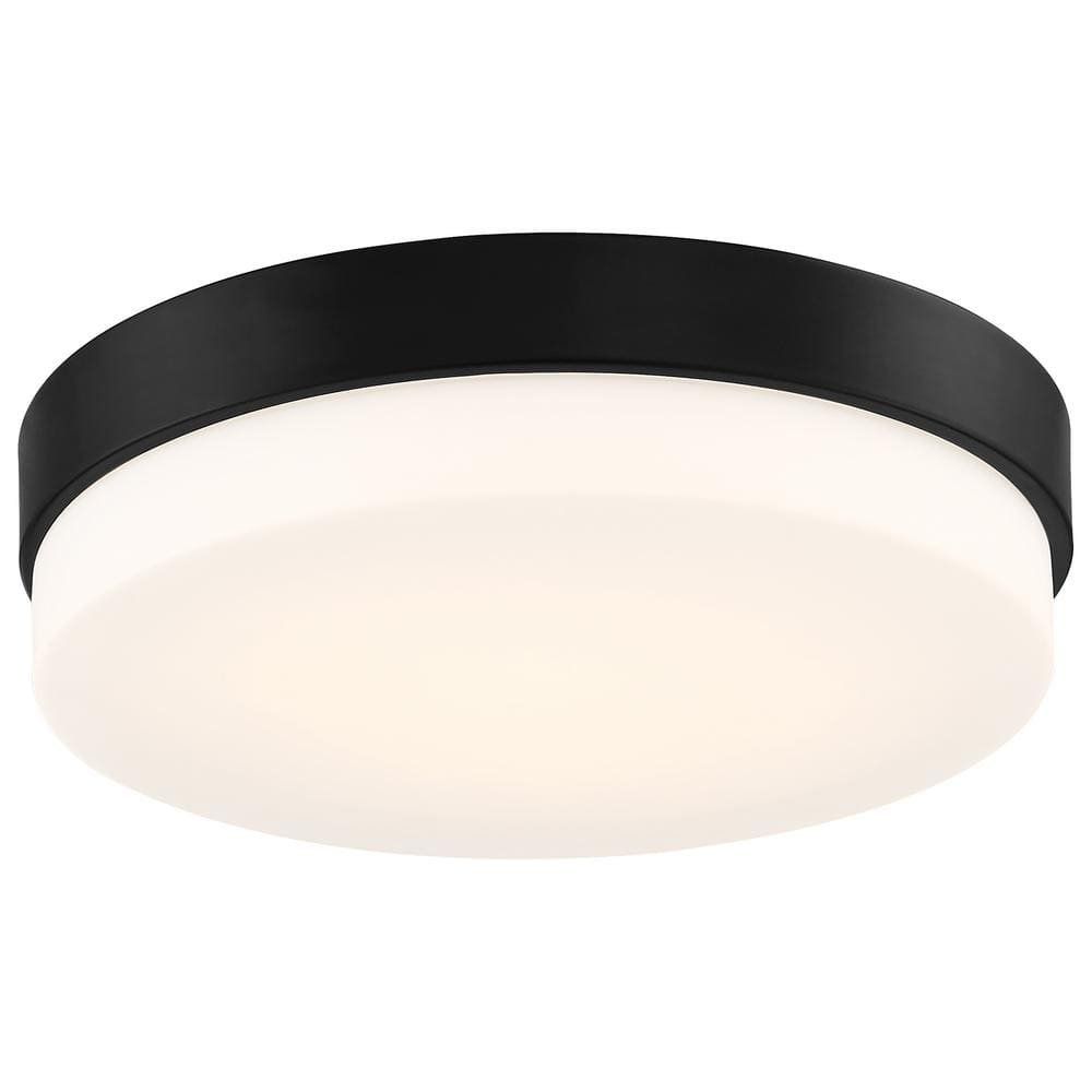 Roma Matte Black and Opal Glass LED Flush Mount Light