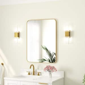 Bella 24 in. W. x 32 in. H Rectangular Aluminum Framed Wall-Mounted Bathroom Vanity Mirror in Brushed Gold