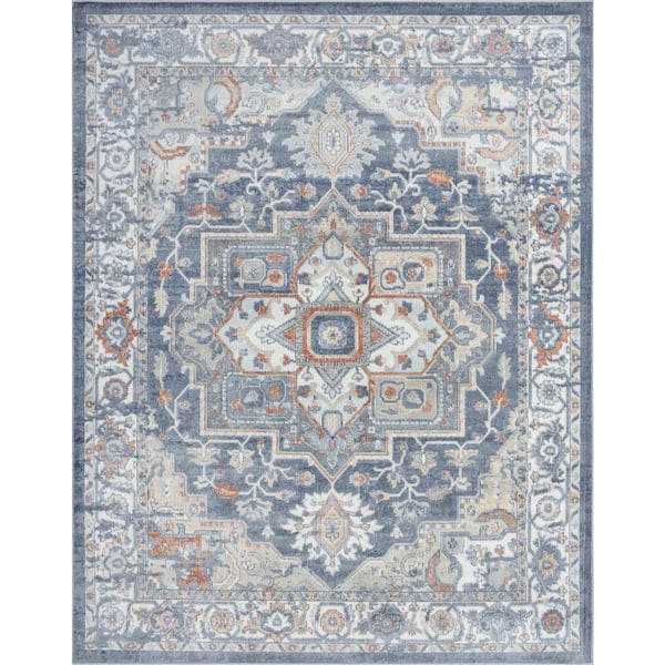 GlowSol Blue 5 ft. 3 in. x 7 ft. 3 in. Wilton Collection Floral Pattern Persian Area Rug