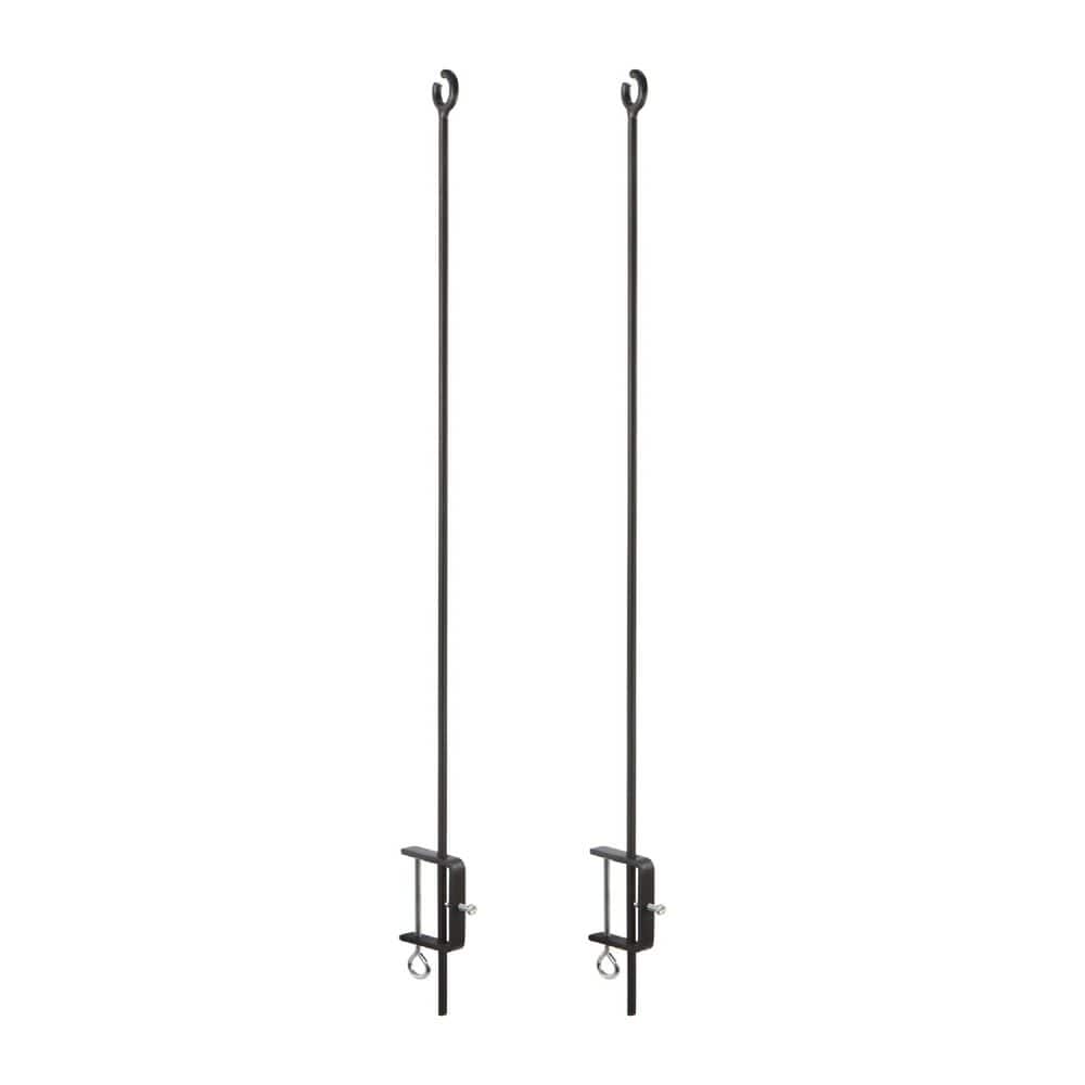 46 in. H Black Powdercoated Wrought Iron Outdoor O-Hook Railing Poles for String Lights (Set of 2) price history on PriceWatchPro