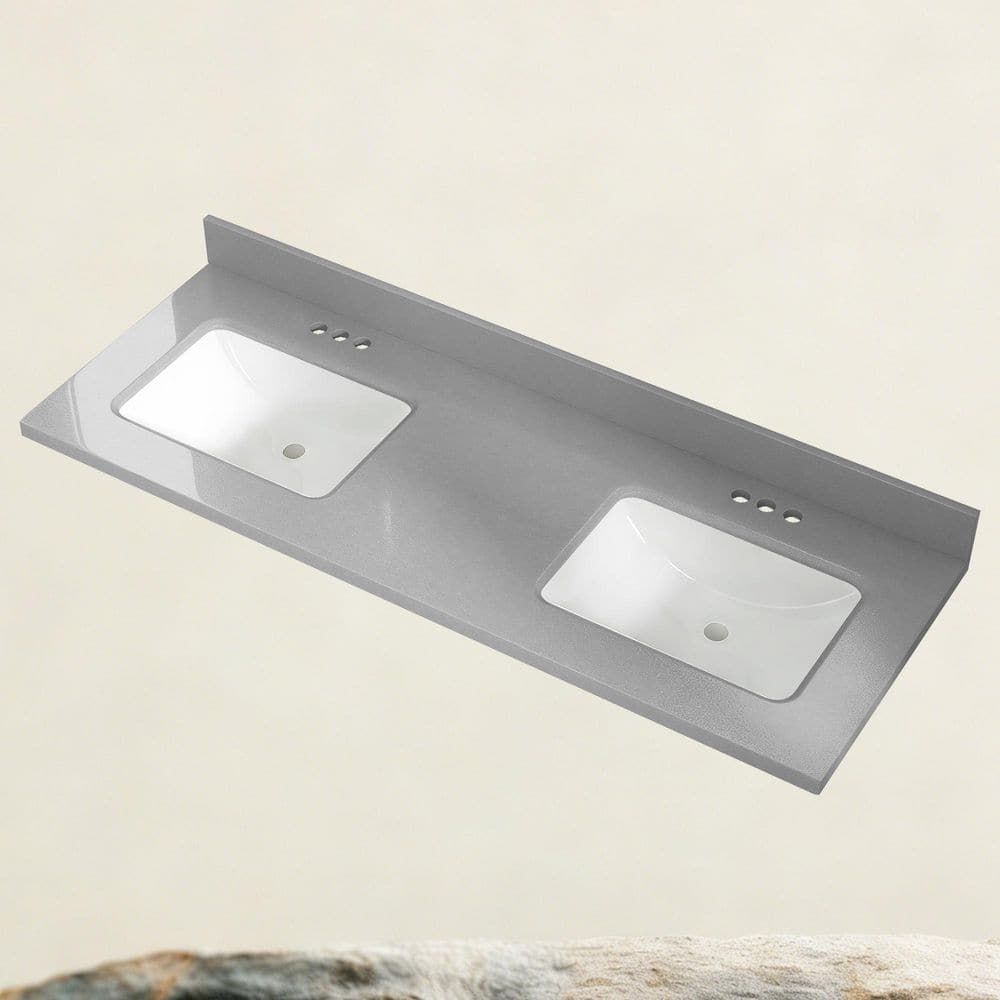 Getpro 60 in. W x 22 in. D Engineered Stone White Rectangular