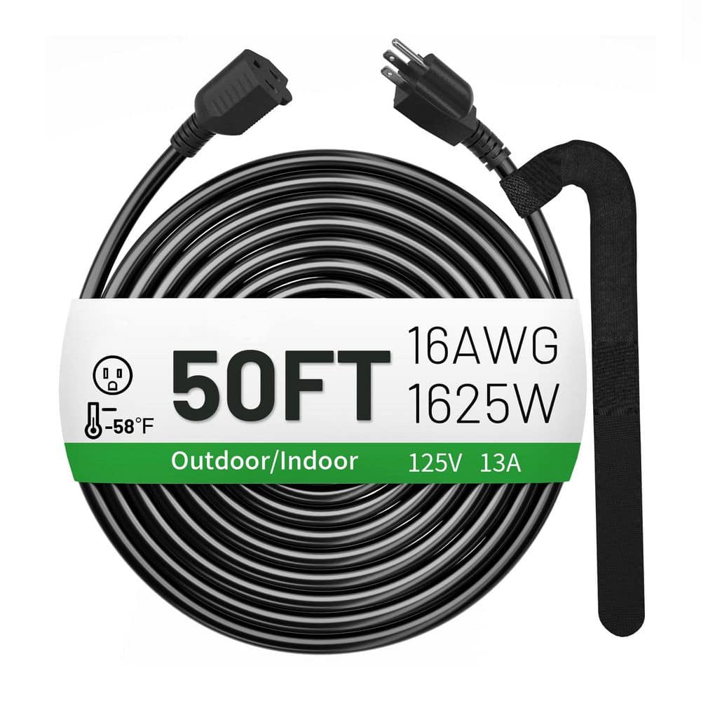 50 ft. 16/3 Black Indoor Outdoor Extensioncord w/3 Prong 13A1625W SJTW Cold Weatherproof -50°C Heavy Duty Electric Cable price history on PriceWatchPro