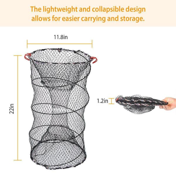 Fishing Bait Trap Crab Net Minnow Fish Cage Mesh Hole Fish Crabs Lobsters  Traps