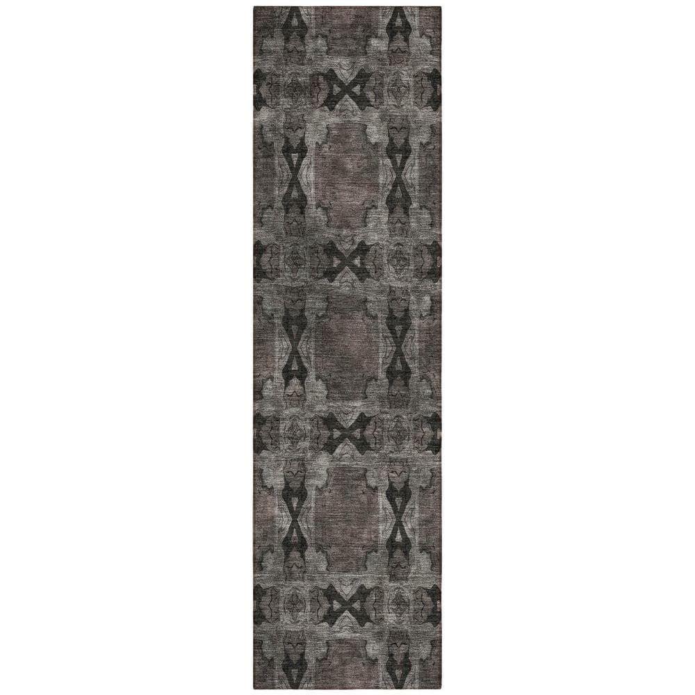 Gray and Black 2 ft. x 8 ft. Woven Floral;Medallion Runner Indoor/Outdoor Area Rug price history on PriceWatchPro