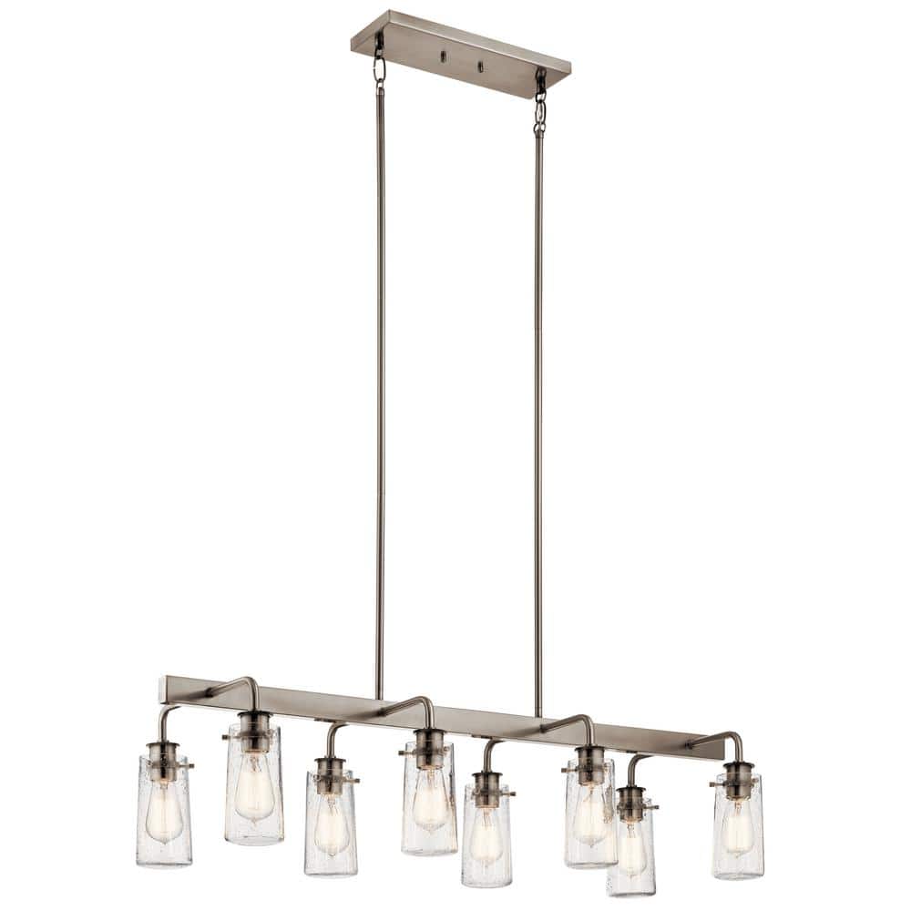 Kichler Braelyn 8 -Light Brushed Pewter Farmhouse For Use in Bedrooms, Dining Rooms, Foyers, Kitchens, Living Rooms Chandelier