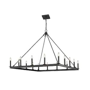 Barclay 16-Light Matte Black Chandelier with No Shade