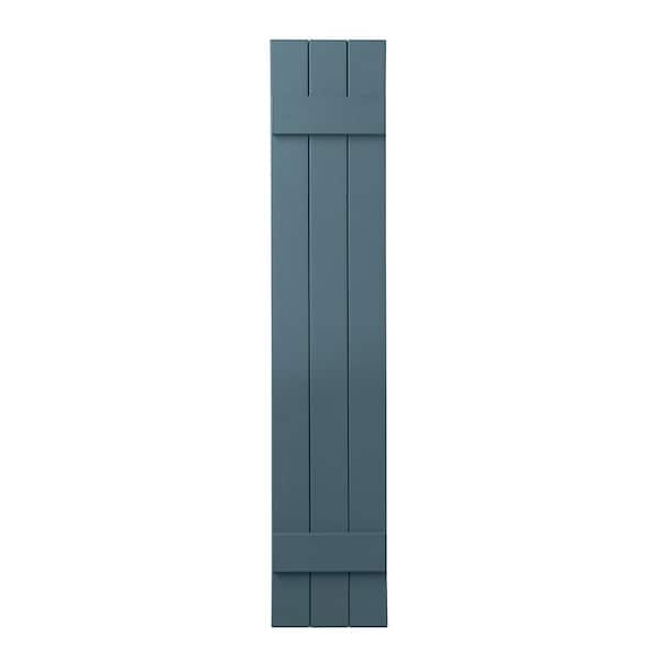 Ply Gem 11 in. x 51 in. Polypropylene Plastic 3-Board Closed Board and Batten Shutters Pair in Coastal Blue