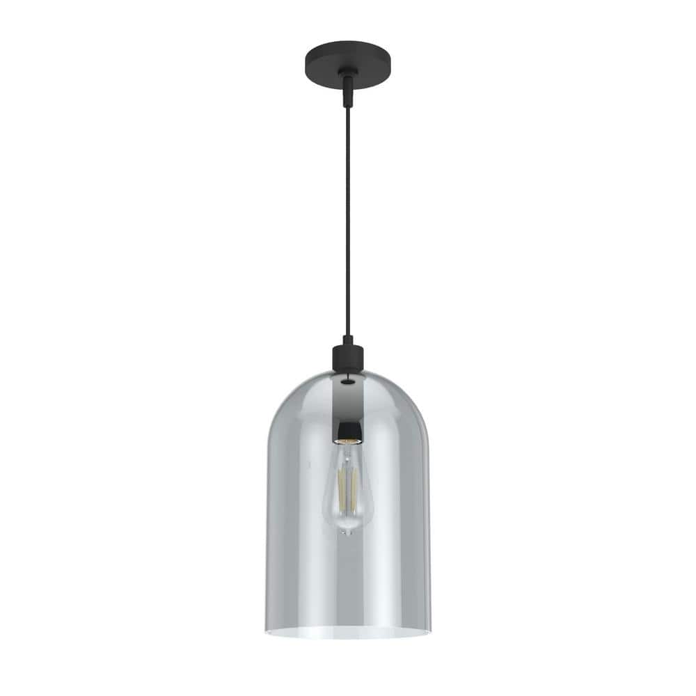 Lochemeade Smoked Glass Farmhouse Pendant Light in Natural Black Iron