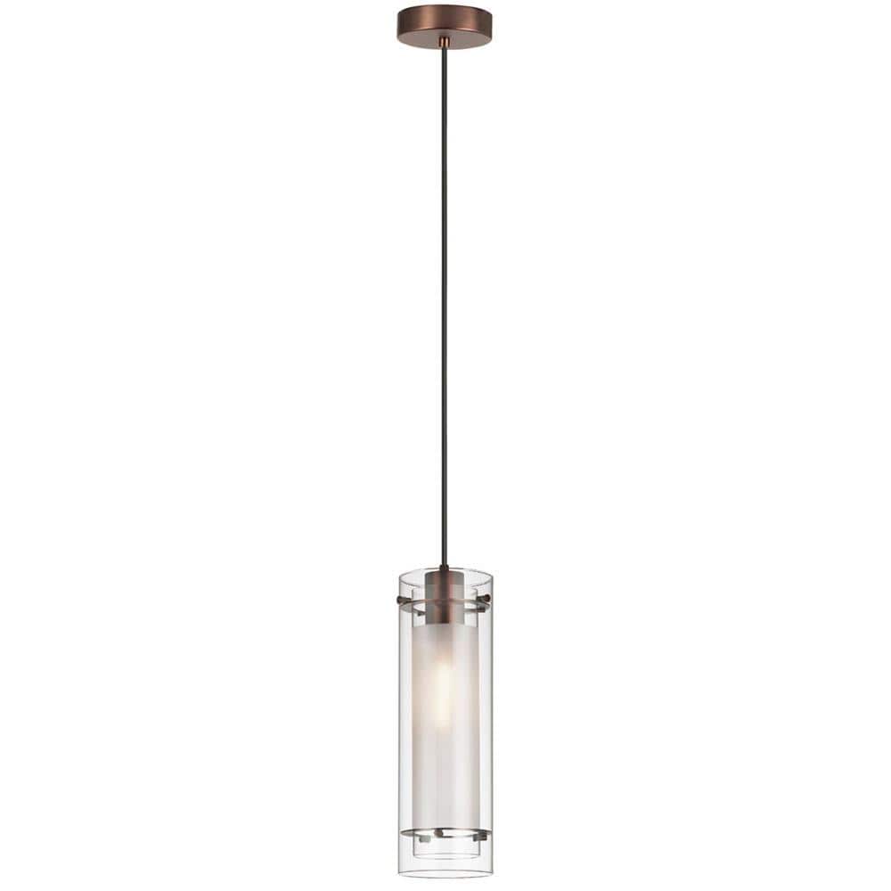 1-Light Oil Brushed Bronze Pendant with Glass Shade
