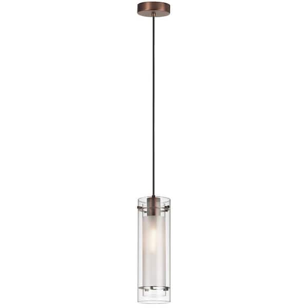 1-Light Oil Brushed Bronze Pendant with Glass Shade