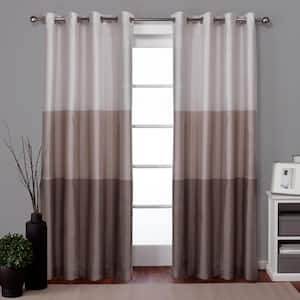 Chateau Taupe Stripe Light Filtering Grommet Top Curtain, 54 in. W x 84 in. L (Set of 2)