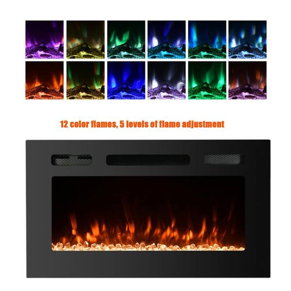 Clihome Flame 42 in. Wall-Mounted Automatic Constant Temperature Electric Fireplace  Insert EF42R - The Home Depot