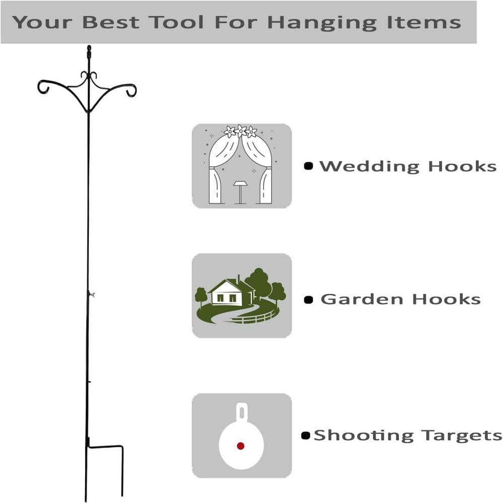 Ashman 91 Inch Black Steel Twin Hook Garden Arbor, 2 Pack