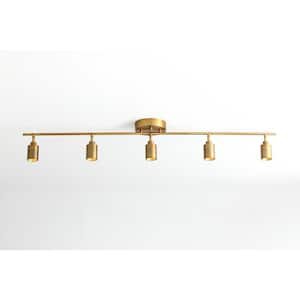 Shura 48 in. 5-Light Brushed Brass Integrated LED Flush Mount Ceiling Light with Rotatable Heads, 3000k, 2450 Lumens