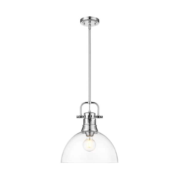 Golden Lighting Duncan 100-Watt 1-Light Chrome Pendant Light with Glass Shade