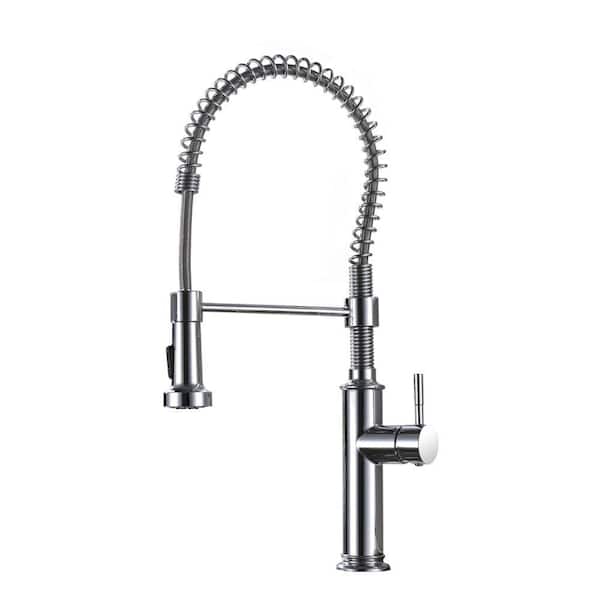 22 in. Single-Handle 360 Degree Spout Swivel  Kitchen Faucet with Dual Function Spray Head in Chrome