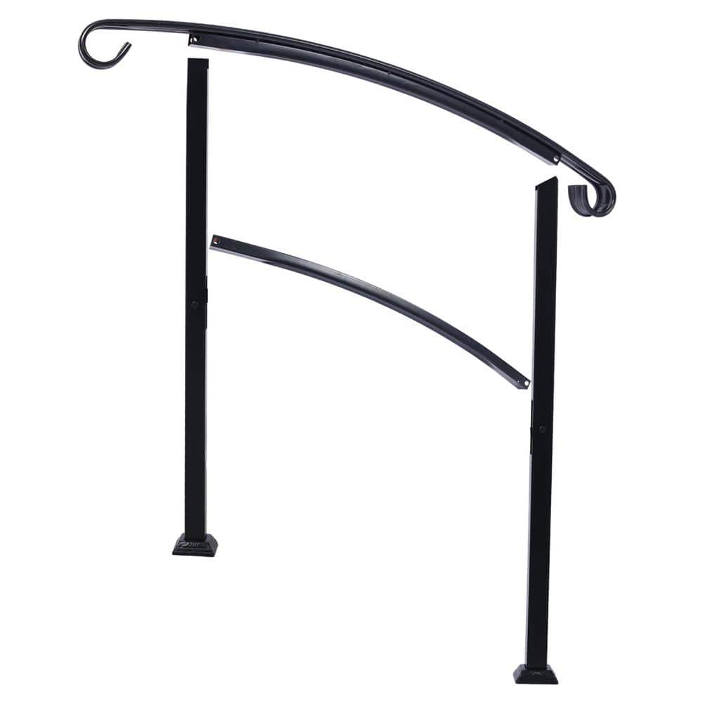 55 in. H x 37 in. W Black Steel Outdoor Stair Railing Kit Fit 1 or 3 Steps price history on PriceWatchPro