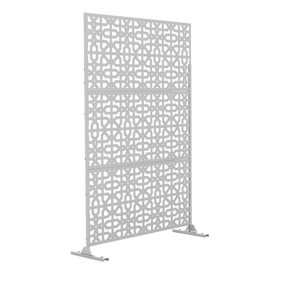 6.5 ft. H x 4 ft. L Laser Cut Metal Privacy Screen in White 3 Screen