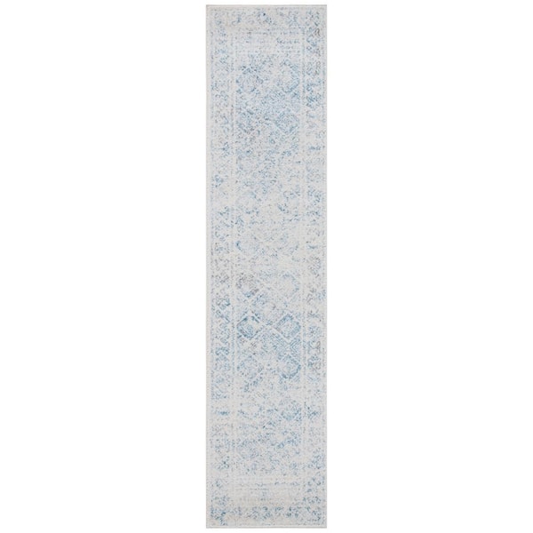 SAFAVIEH Tulum Ivory/Turquoise 2 ft. x 13 ft. Border Runner Rug