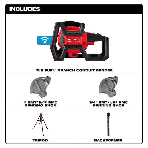 M18 FUEL 18V Lithium-Ion Cordless Brushless Branch Conduit Bender with AUTO-ZERO (Tool-Only)