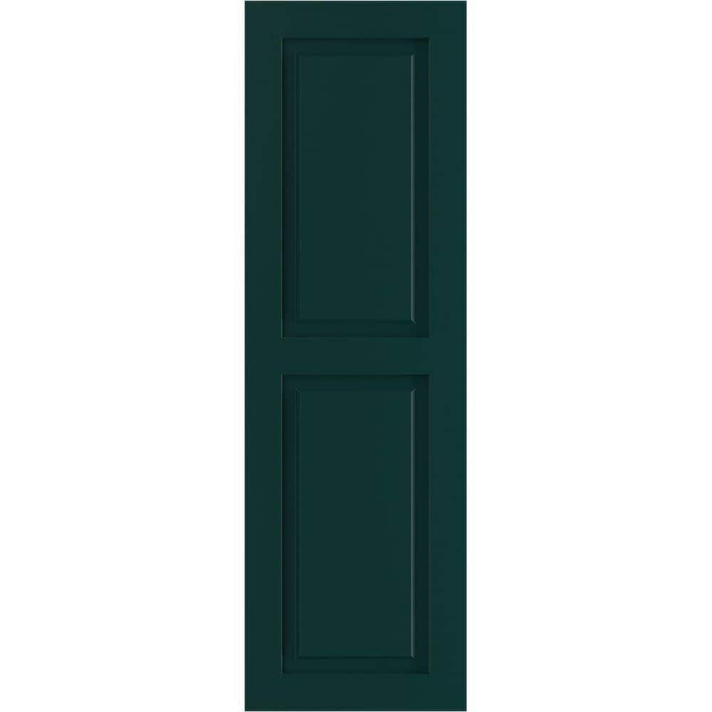 Ekena Millwork 12" x 47" True Fit PVC Two Equal Raised Panel Shutters, Thermal Green (Per Pair)