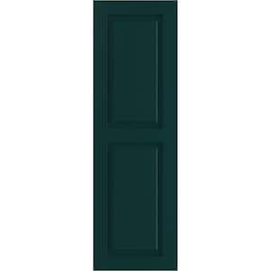 12" x 64" True Fit PVC Two Equal Raised Panel Shutters, Thermal Green (Per Pair)