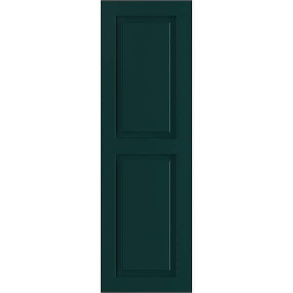 Ekena Millwork 18" x 29" True Fit PVC Two Equal Raised Panel Shutters, Thermal Green (Per Pair)