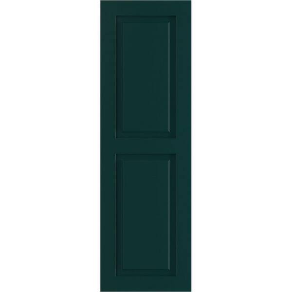 Ekena Millwork 18" x 50" True Fit PVC Two Equal Raised Panel Shutters, Thermal Green (Per Pair)
