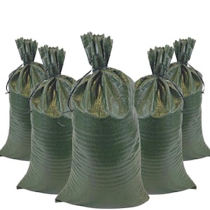 14 in. x 26 in. Green Woven Sand Bags with Tie String (100-Pack)