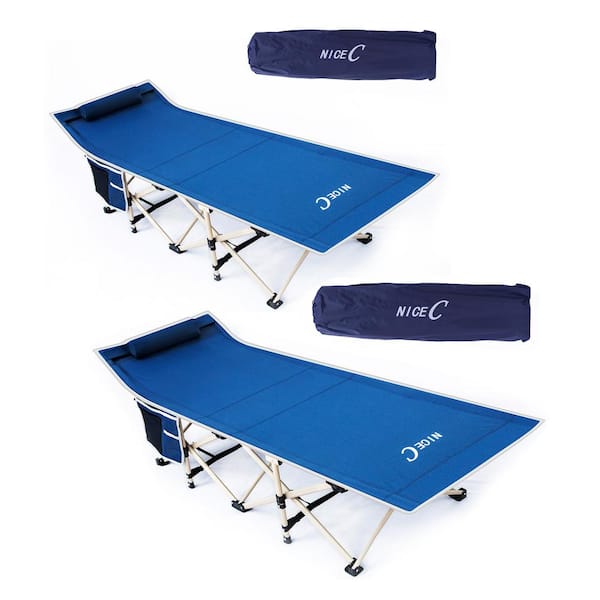 MUKE Folding Camping Cot, Camping Cot, Heavy-duty, Portable Bed, Folding Bed (2-Pack Blue)