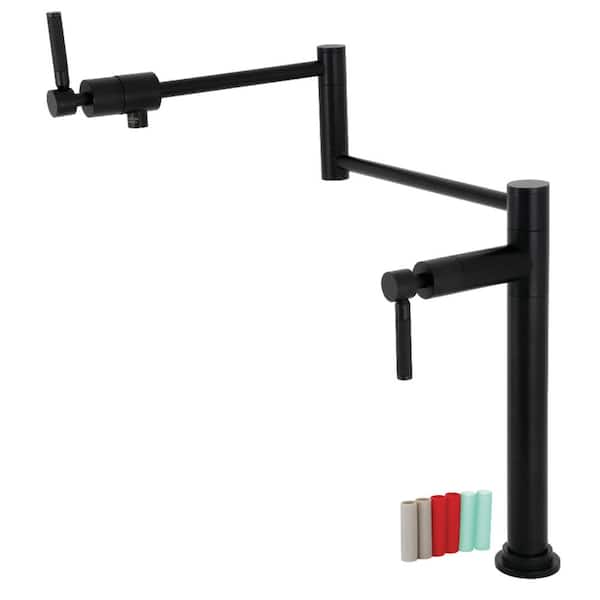 Kingston Brass Kaiser Deck Mount Pot Filler Faucet in Matte Black