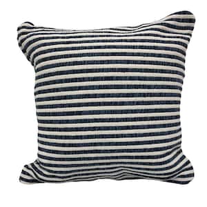Loraine Blue / White Striped Soft Polyfill 22 in. x 22 in. Throw Pillow