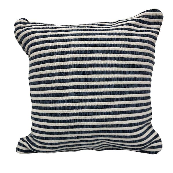Unbranded Loraine Blue / White Striped Soft Polyfill 22 in. x 22 in. Throw Pillow