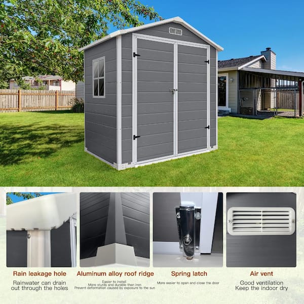 ToolCat 6x4ft Plastic Outdoor Storage Shed with Lockable Door
