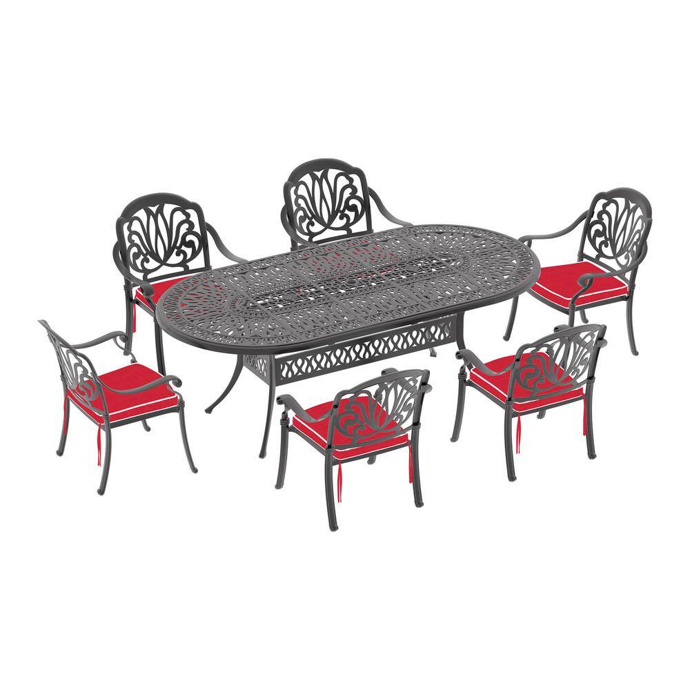 Willit Elizabeth Black 7 Piece Cast Aluminum Outdoor Dining Set With