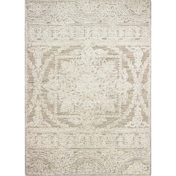 Verona Beige 8 ft. x 10 ft. (7'6" x 9'6") Geometric Transitional Area Rug