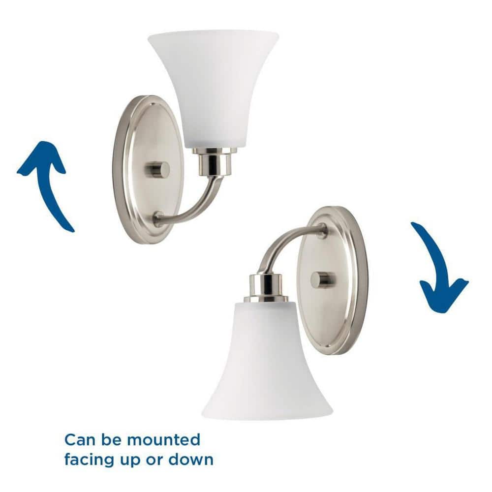 Brushed Nickel 9.5" Wall Sconce with Etched Glass Shade